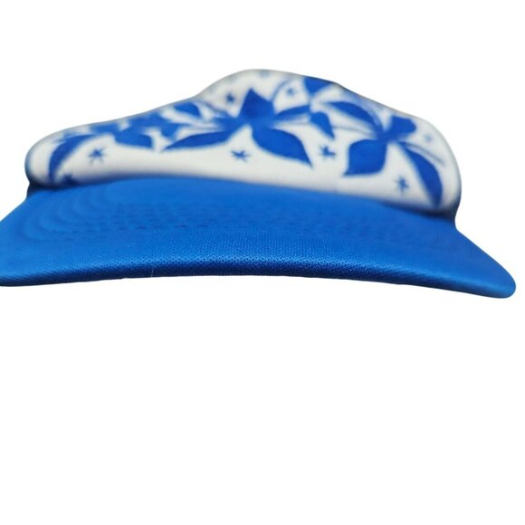 Blue & White Embroidered Trucker Hat With Mesh Back & Adjustable Snap Cl - Picture 3 of 6